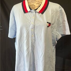 Tommy Hilfiger Blue Polo with Red and Black Accents